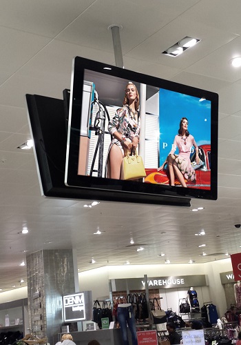 Digital Signage for Retail: ceiling hang display